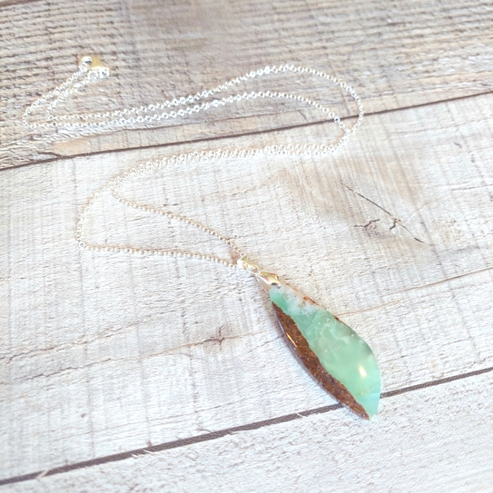 Chrysoprase Necklace Natural Gemstone